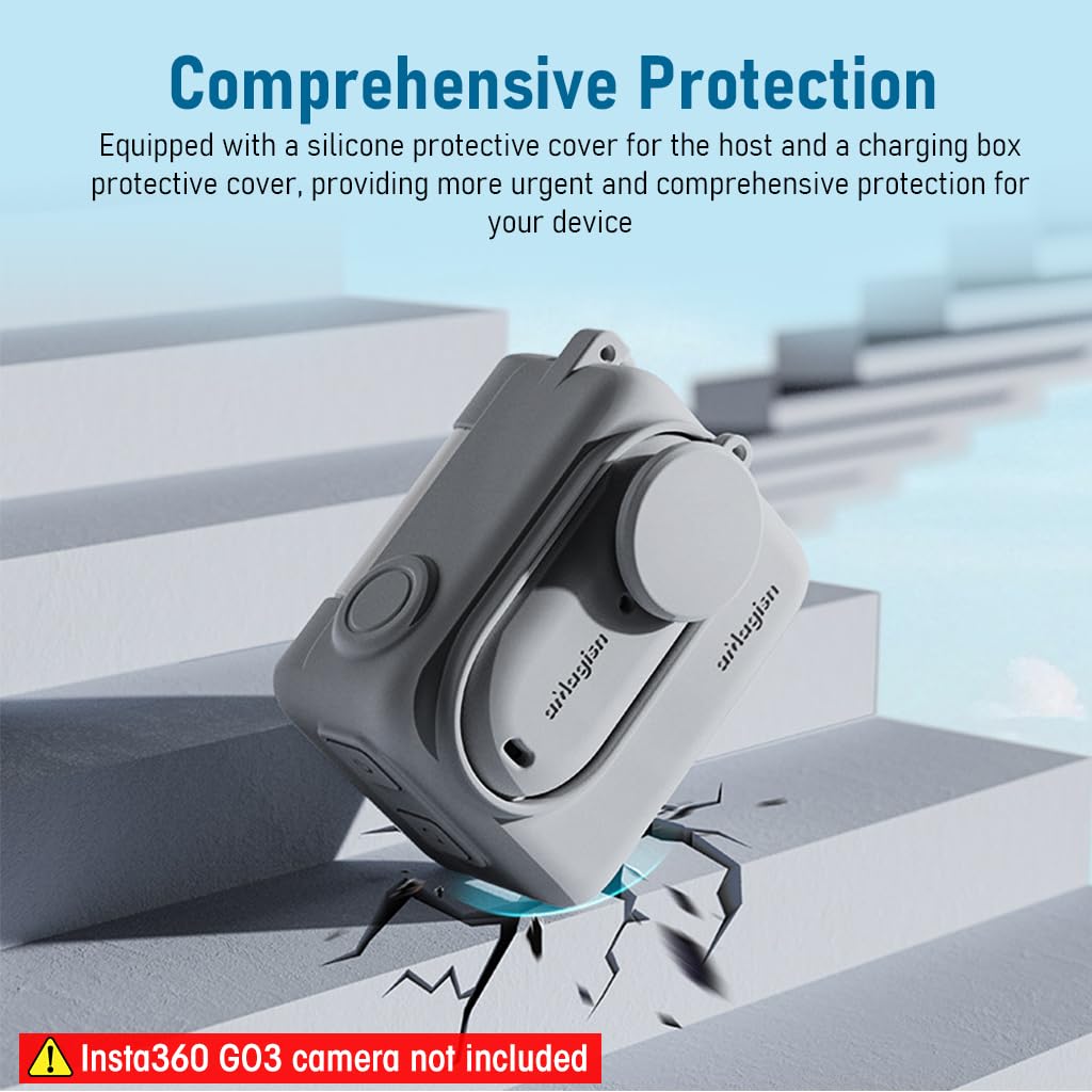 ZORBES Silicone Protective Case Cover for Insta360 GO 3 with Separate Camera Lens Cover, Anti-Scratch Protective Cover Silicone Cover for Insta360 GO 3 Action Camera with Lanyard