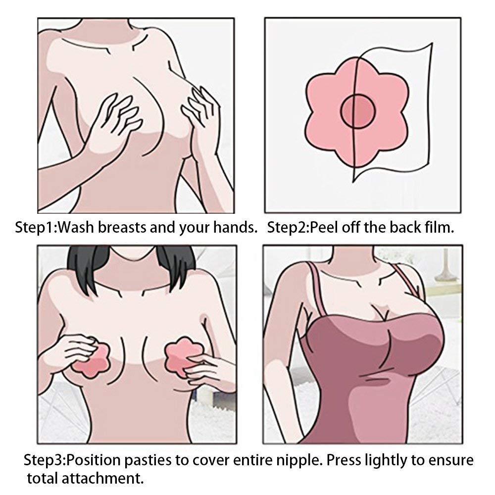 PALAY House of Quirk Women's Self Adhesive Nipple Breast Covers Sexy Breast Pasties Adhesive Bra Disposable (Beige)