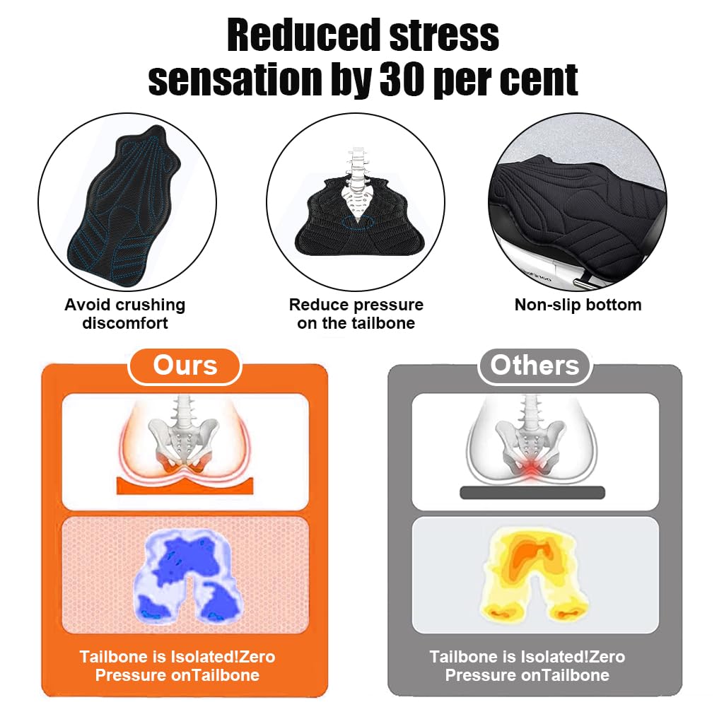 STHIRA Motorcycle Seat Cushion Two Seat Universal Motorcycle Seat Cushion 3D Shock Absorption Seat Cushion Motorcycle Seat Pad Motorcycle BikeSeat Cushions for Long Drive