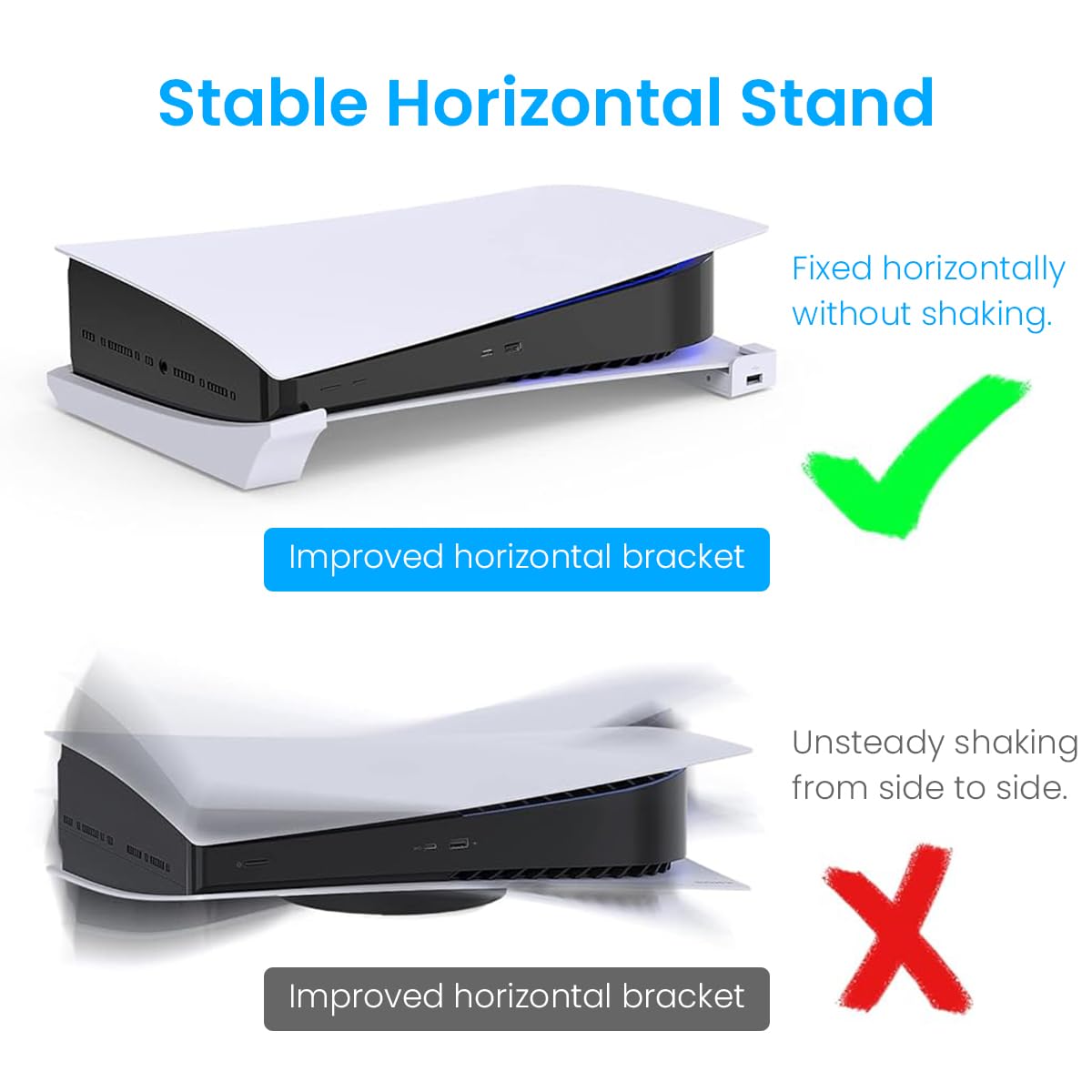 ZORBES Horizontal Stand for PS5 Console Playstation 5 Disc & Digital Edition Console Desk Top Stand with 4 USB Ports Horizontal Stand for Playstation 5 Disc & Digital Edition