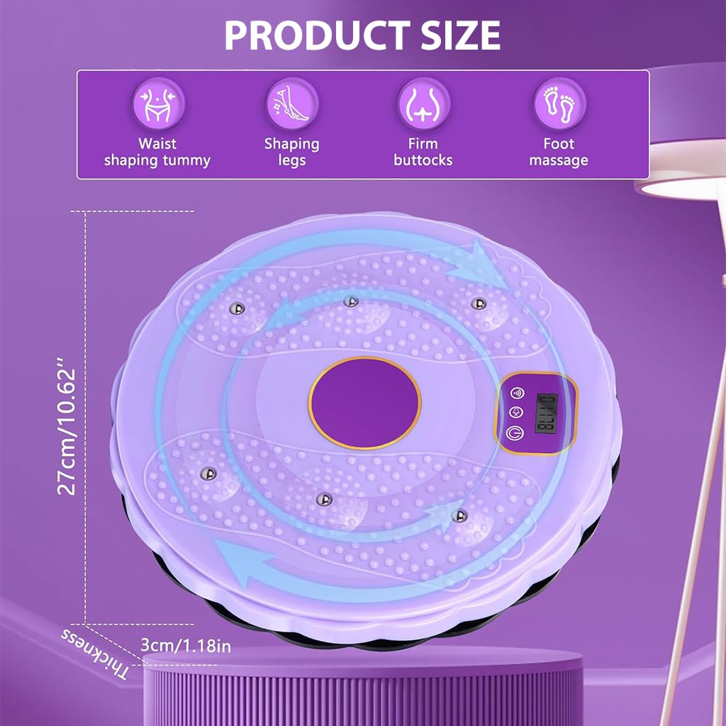 Proberos Tummy Waister Exercise Machine for Women Men with LCD Counter & Foot Massager, 10.8in Tummy Waist Twister Magnetic Disk Hot Sweating Body Shapers, Stomach Exercise Equipment for Home Workout