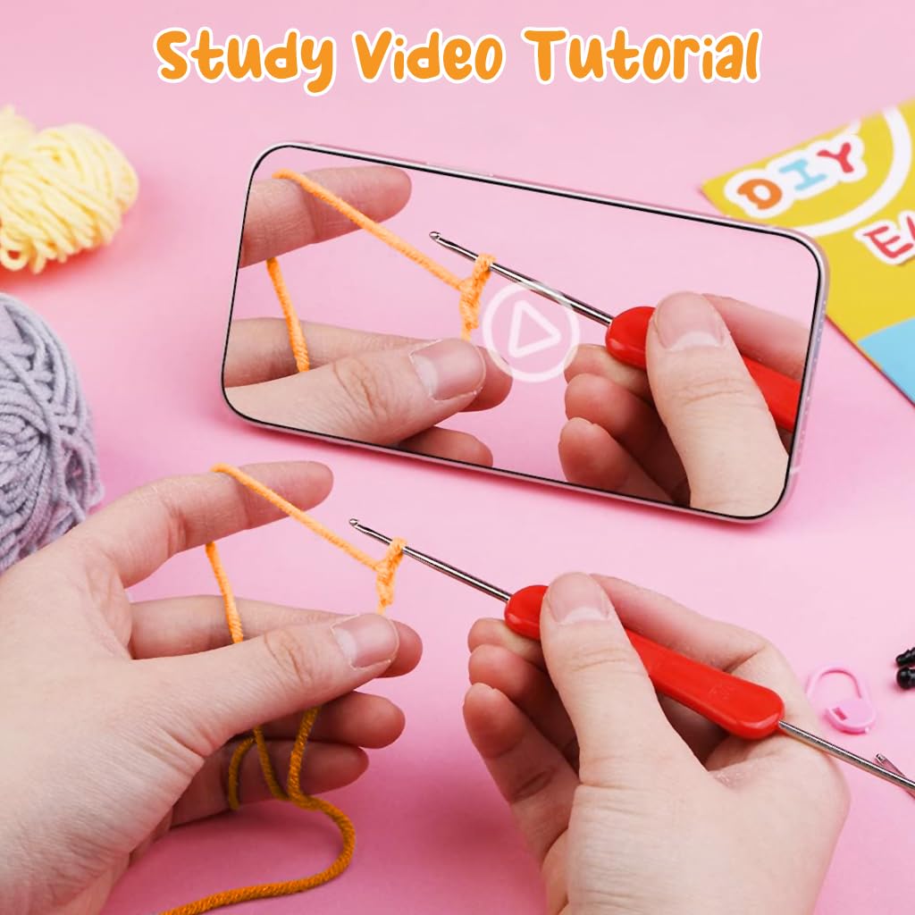 PATPAT DIY Crochet Kit Starter DIY Crochet Orange Fox DIY Crocheting Fox Stuffed Toy Crocheting Kit Starter DIY Crocheting Kit DIY Gift for Kids, Friends