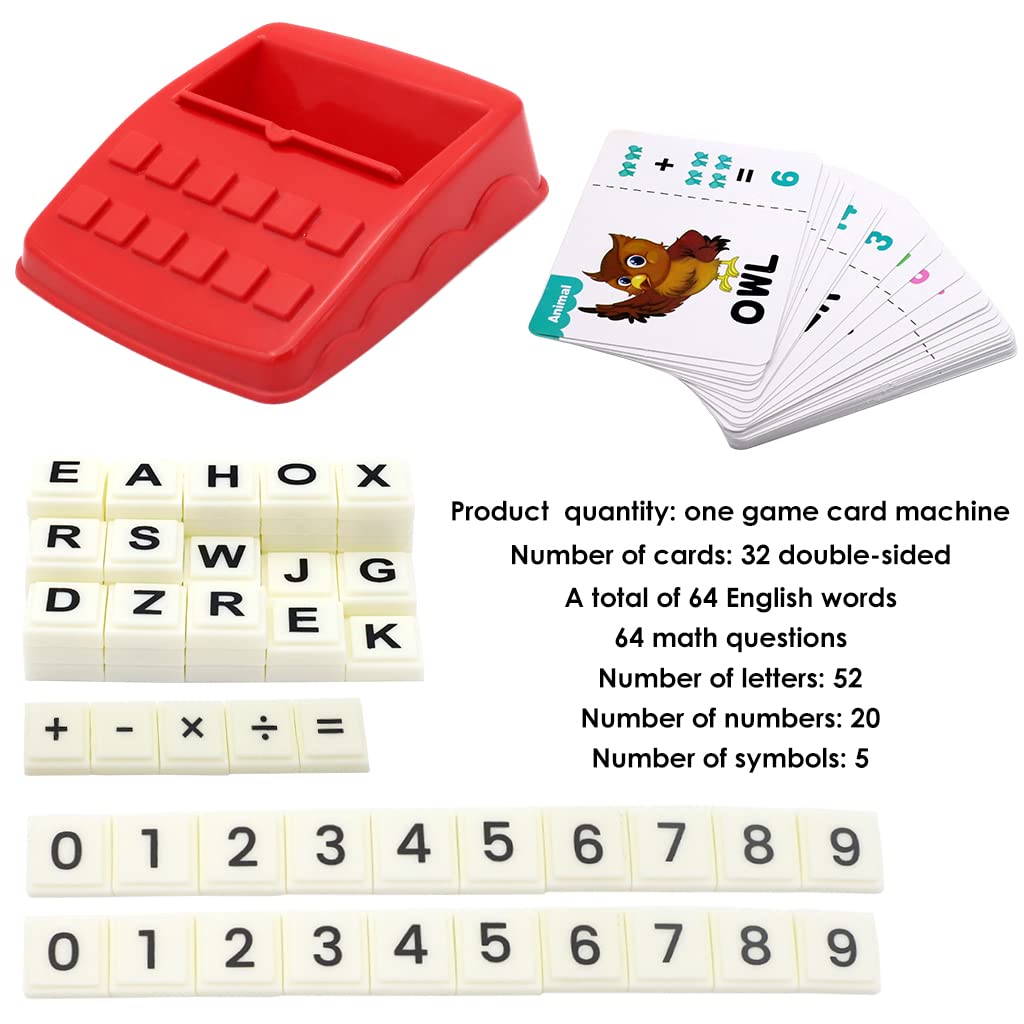 PATPAT Spelling Puzzle Game, Matching Letters Toy with Flash Cards Words, Montessori ABC Alphabet Mathatic Learning Educational Puzzle Gift for Preschool Boys Girls Kids Age 3-5 Years Old (Red)