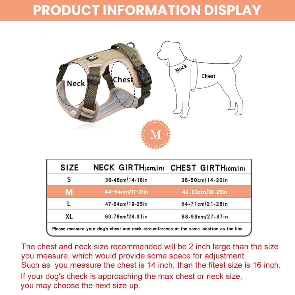 Qpets No Pull Dog Harness with Safety Reflective Strip Quick Release Buckle Adjustable Size Easy Control Handle for Small Medium Large Dogs (M, Recommended Weight: 7.5-14kg)