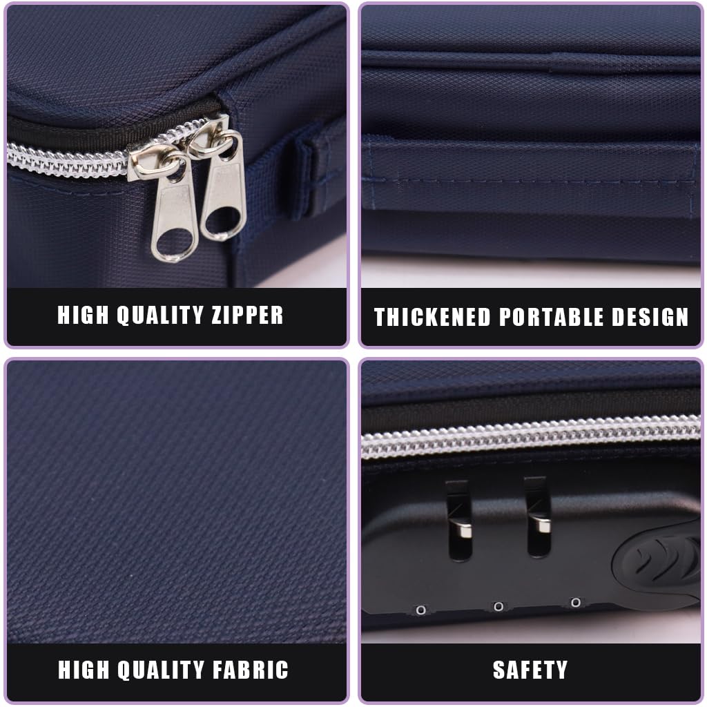 HASTHIP Large Capacity Pencil Case with Combination Lock, 4 Layer Compartments Big Capacity Pencil Pouch for Boys Girls, Waterproof Pencil Box with Pen Insert Compartment for School (Blue)