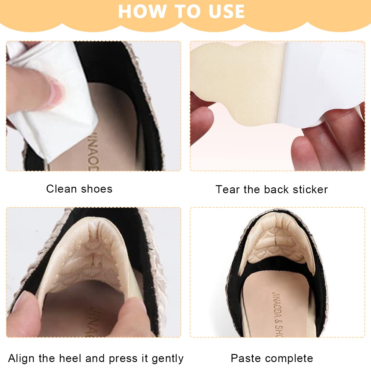 GUSTAVE 2 Pair Heel Grip for Women,Heel Grip Liner Heel Inserts Self Adhesive Heel Cushion Pad Grip for Loose Shoes,Anti Wear Protection for Heel Heel Anti Wear Sticker