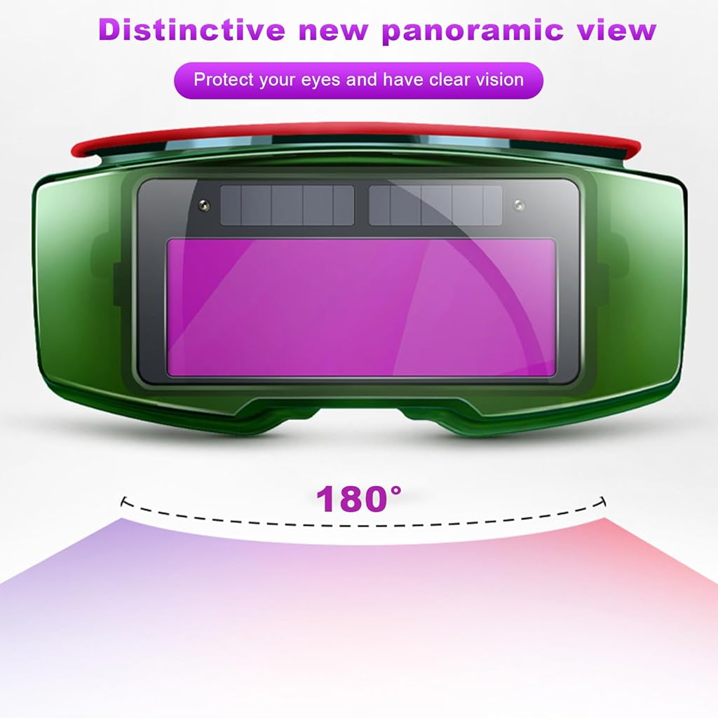 Serplex Welding Goggles, Solar Powered Auto Darkening Welding Glasses with 10 Replacement Lens Anti-glare Safety Protective Welder Glasses for Electric Work, Grinding