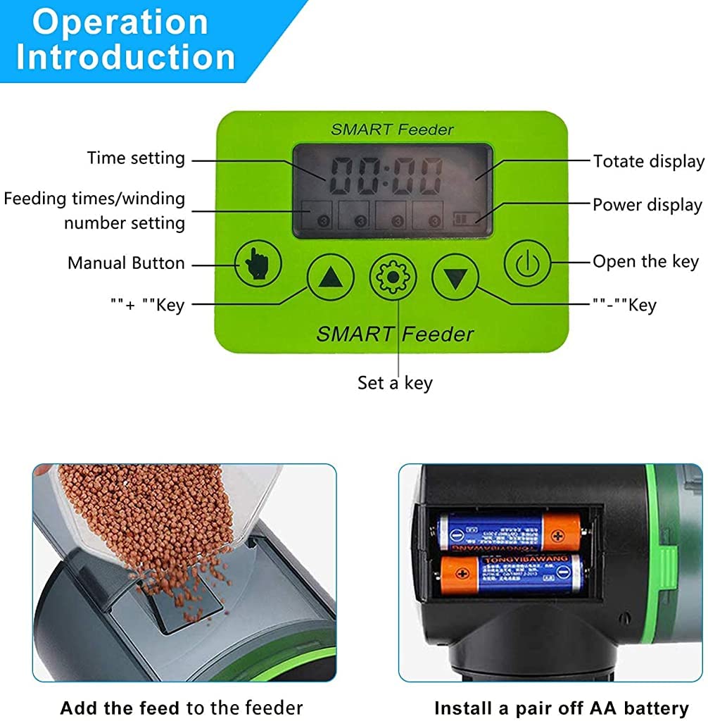 Qpets 3 Way Automatic Plastic Fish Feeder for Aquarium Timer Turtle Food Fish Tank Accessories Aquarium Auto Feeder Fish for Marine Aquariums Pond (Updated Fish Feeder, Not Included Battery)