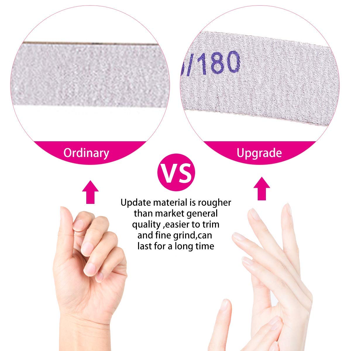 MAYCREATE 10PCS Nail Files Professional Nail File Set, Curved Fingernail Files Nail Shaper 100/180 Grit Double-Sided Emery Manicure Tools for Home and Salon Use (Grey)