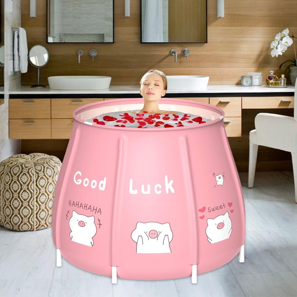 HANNEA Bath Tub Bathroom Foldable Bath Tub Ice Bath Tub for Cold Water Therapy PVC Leakproof Warm Sitting Bath Bucket Bar Bath Tub Foldable Bath Tub for Adult and Kids