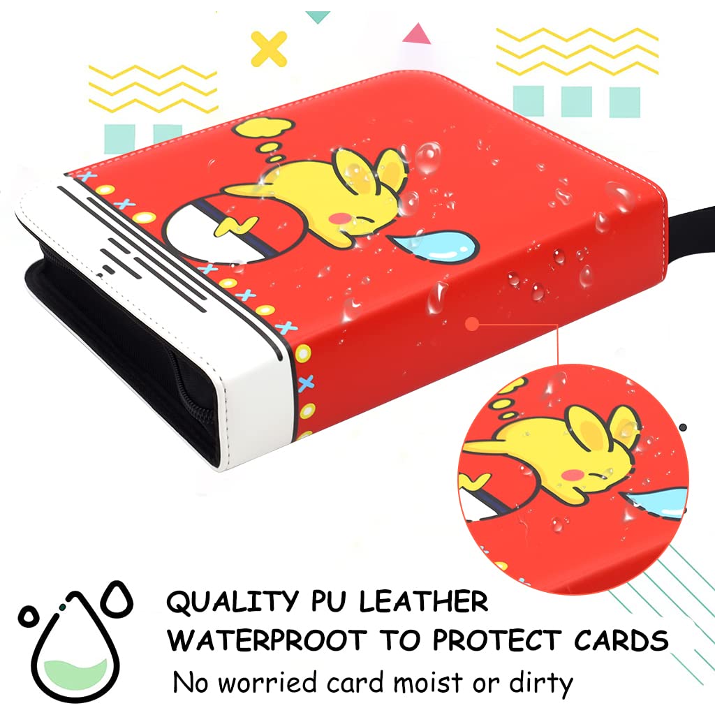 PATPAT Poke-mon Binder, Cards Collector Album Holder for 400 Poke-mon Cards Cartoon Prints Zipper Bag Trading Card Binder Poke-mon Cards Pack Collection Bag Game Cards Case Gift for Kids Boys Girls