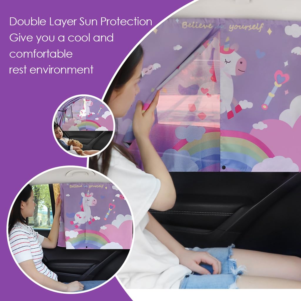 STHIRA® Car Window Sun Shade Double Opening Side Window Car Sun Shade Protector Premium Quality Car Shades for Windows Magnetic Car Window Curtain Perfect for Protecting Babies from UV Rays