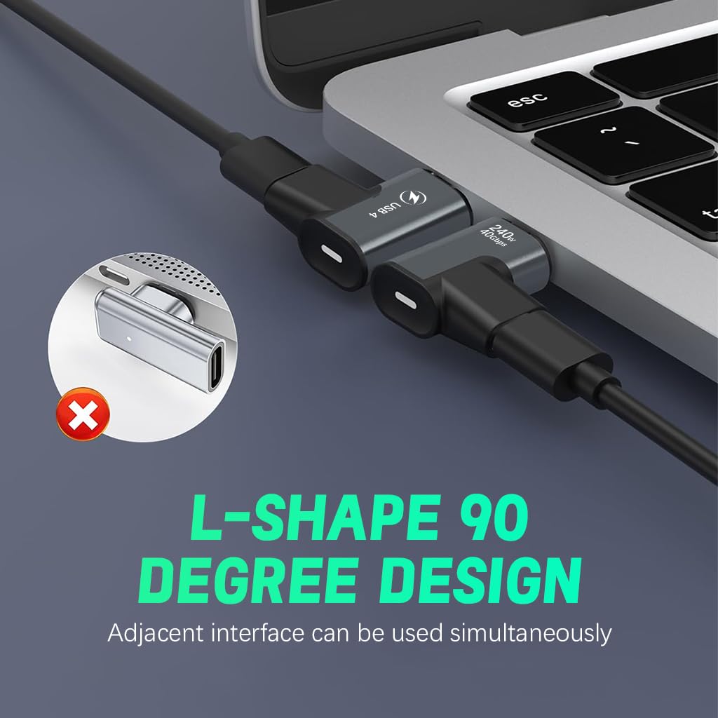 ZORBES 240W USB C Magnetic Adapter, 90 Degree Magnetic Breakaway USB C Adapter with Fast Charge USB4 40Gbps 8K 60Hz Video for Thunderbolt 3/4, MacBook Pro/Air/ROG Ally/Steam Deck/PS5 PSVR2