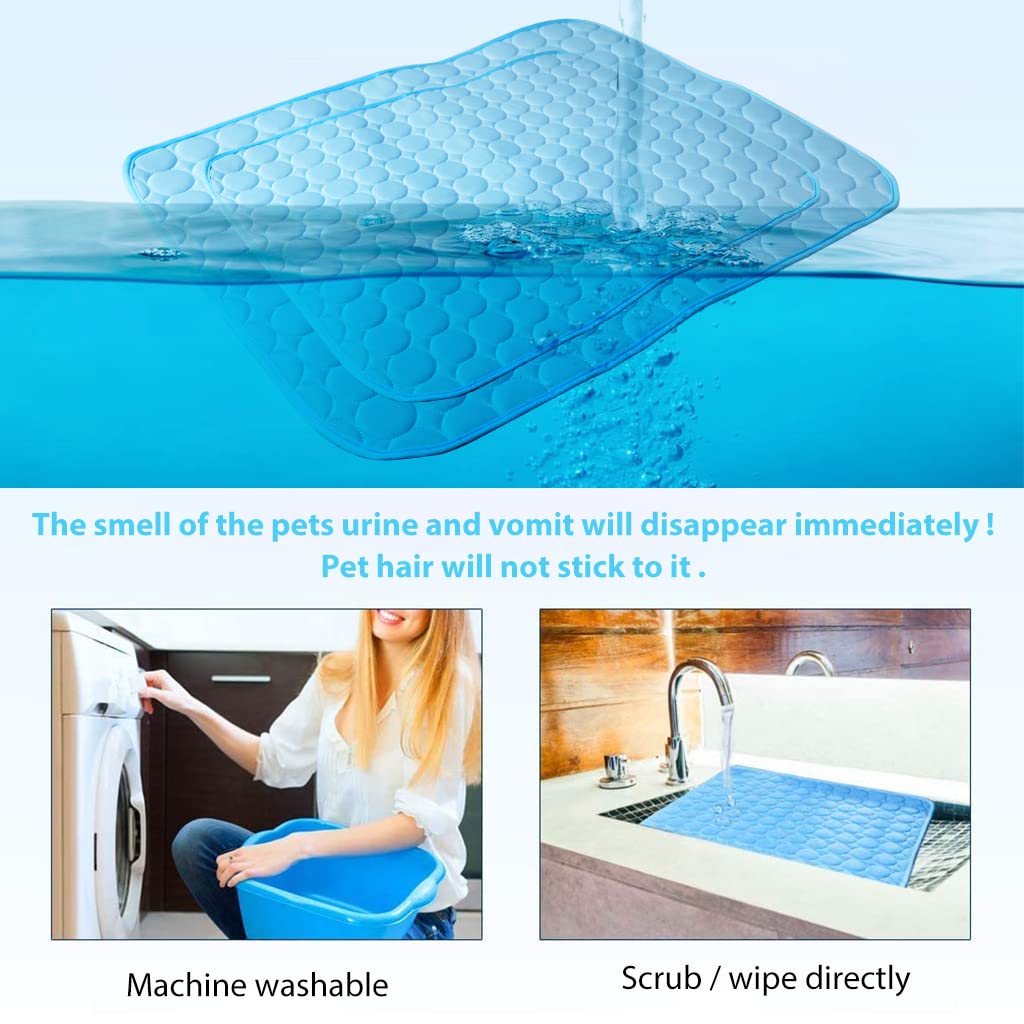 Qpets Summer Dog Cooling Mat Pet Sleeping Pad Cooling Mat Nylon Ice Silk Soft Water Absorption Pad Cat Beds Dog Bed Medium Size for Dog & Cat Waterproof Bottom (75 * 60cm, L)