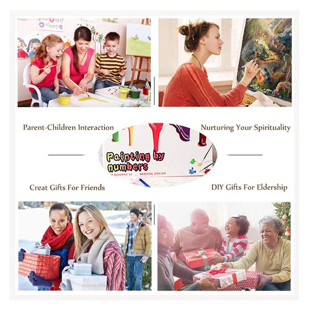 HASTHIP Paint by Numbers DIY Acrylic Painting Kits with 3X Magnifier Card for Kids, Adults Beginner - 40 x 50cm - Colorful Lion (without Frame)
