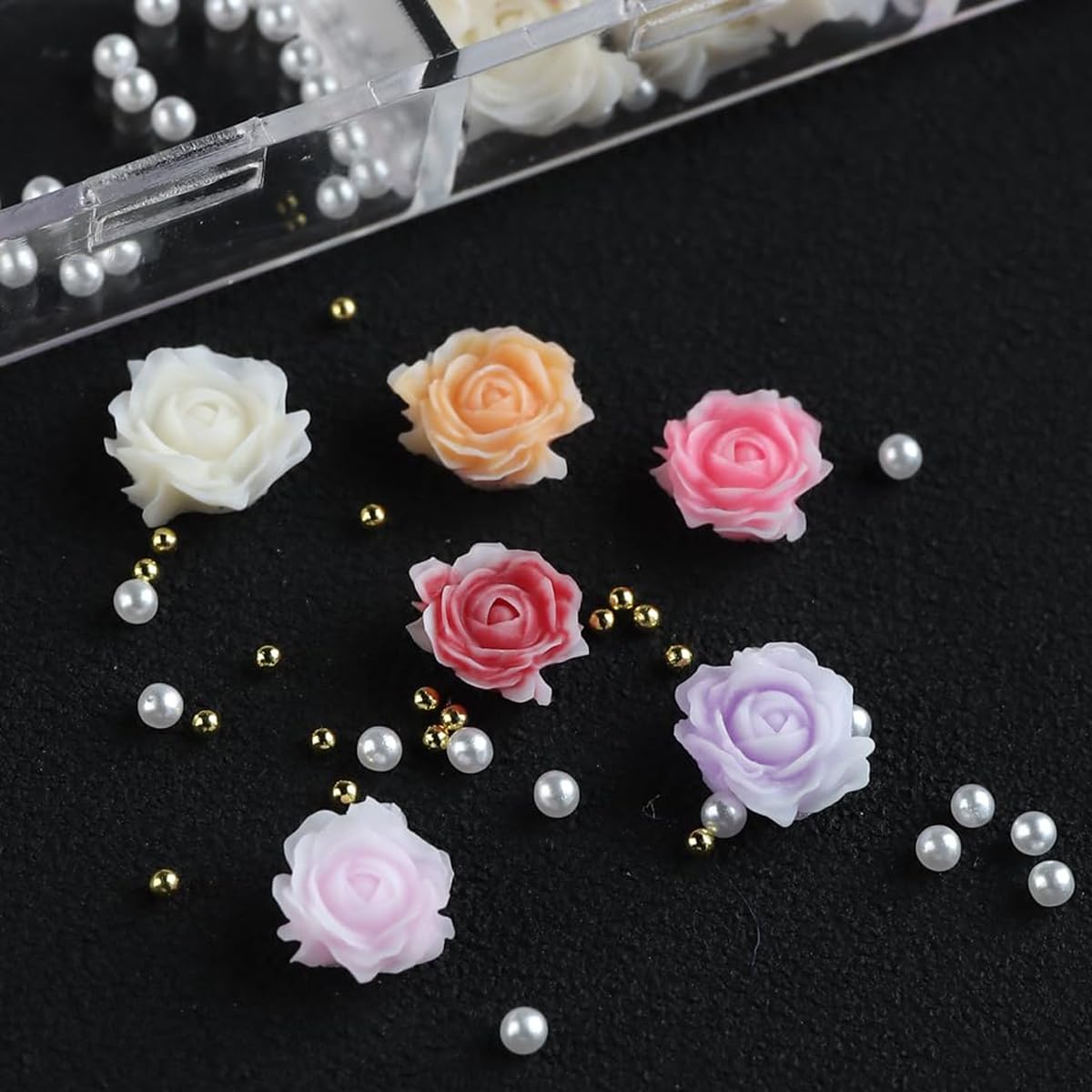MAYCREATE Bow Nail Charms Set, 3D Bow Nail Charms Multi Shape Nail Decoration Flatback Pearl Beads Flower Charms Nail Accessories for Nail Art, Craft and Decoration