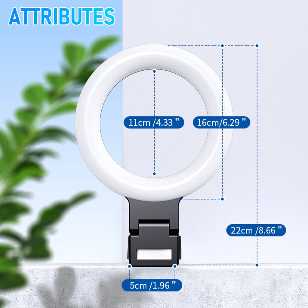 ZORBES USB LED Selfie Light Clip-on Ring Light Fill Light 3 Color 6'' Video Light with 10 Brightness Portable LED Ring Fill Light for Phone, Tablet, Livestream, Youtuber
