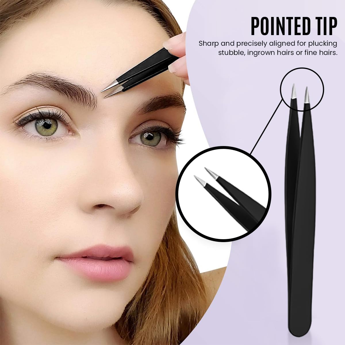 MAYCREATE 6pcs Eyebrow Tweezer Razor Set, Stainless Steel Precision Eyebrow Trimmer for Women Men, Includes Scissors, Eyelash Brush & 4 Styles Tweezer for Eyebrow with Tool Pouch