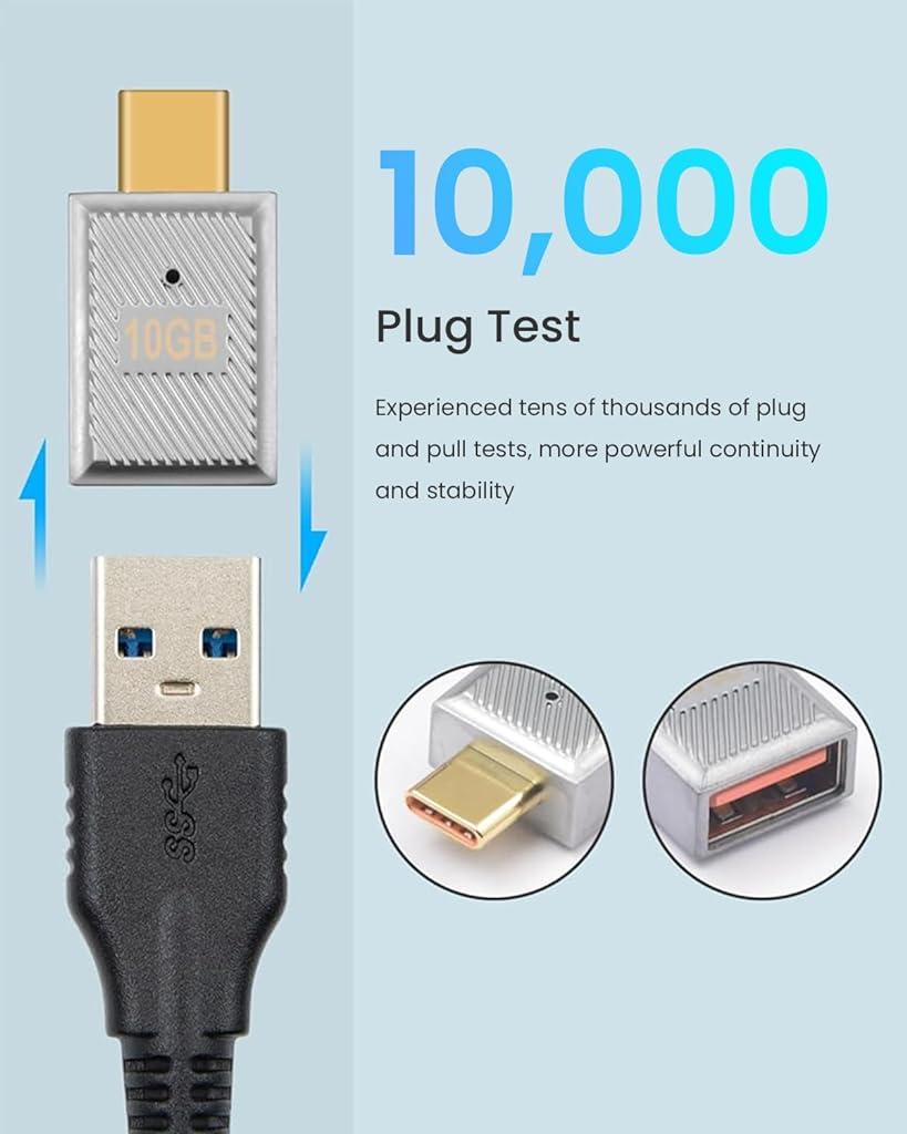 Verilux USB C to USB OTG Adapter USB C Male to USB A Female USB 3.1 Adapter Support 120W Fast Charing & 10Gbps Data Transmission Type C Charging Adapter for Phone, Tablet, PC, Laptop