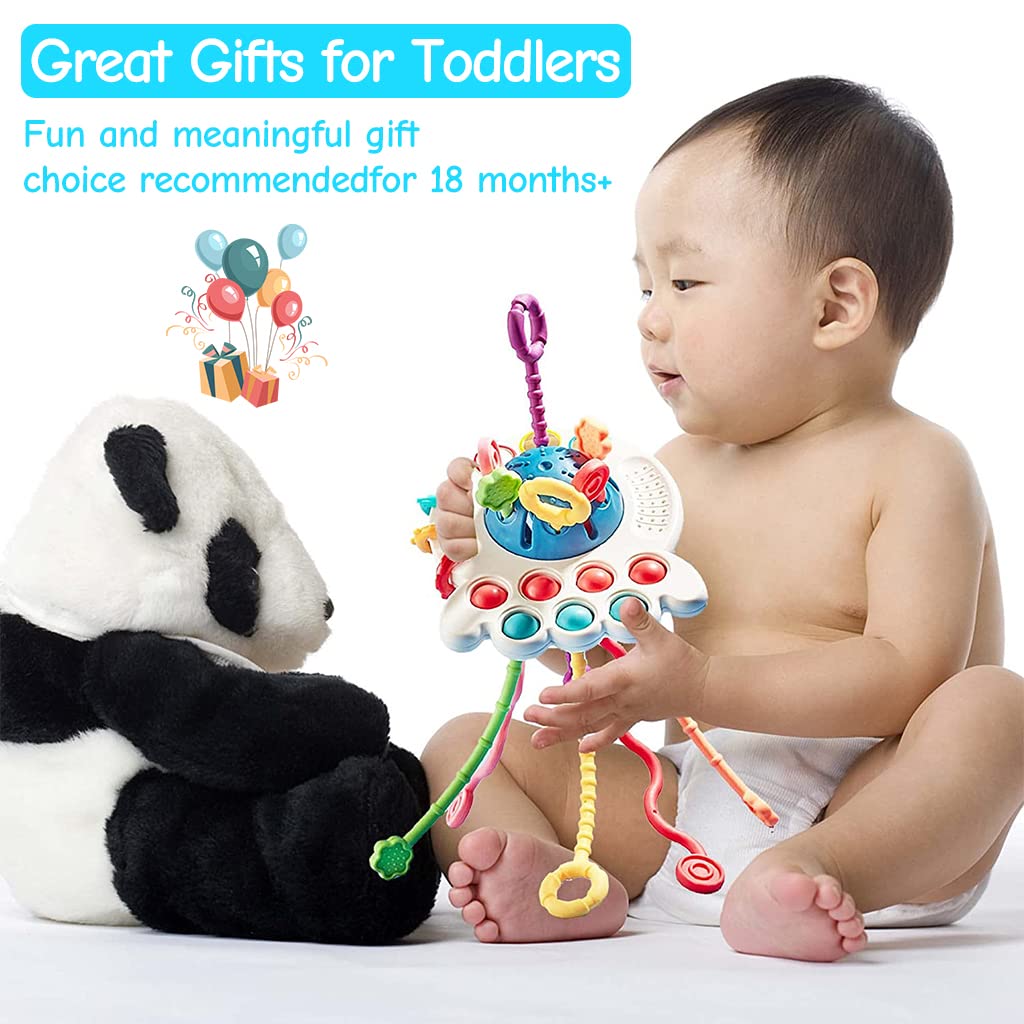 SNOWIE SOFT Sensory Development Pop It Toy Silicone Activity Montessori Toys for Toddler Pull String Interactive Early Educational Toys for Infants,Newborns,Kids & Gifts