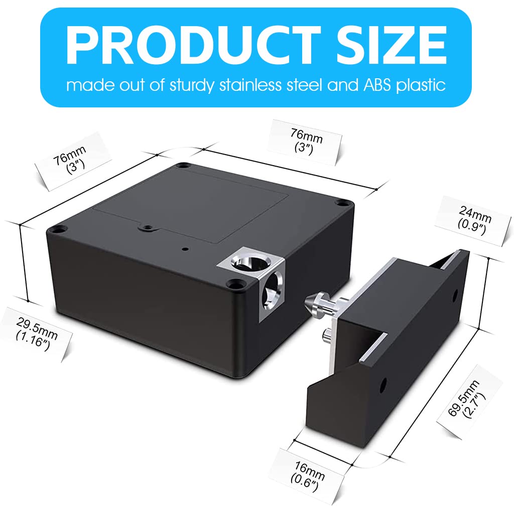 HASTHIP Cupboard Lock Smart APP & NFC RFID Lock for Cabinet Lock for Drawer Steel Solid Lock Core Invisible Lock Cabinet Card Sensor with 5CM Sensing Distance Lock Anti-Theft Smart Lock For Drawer