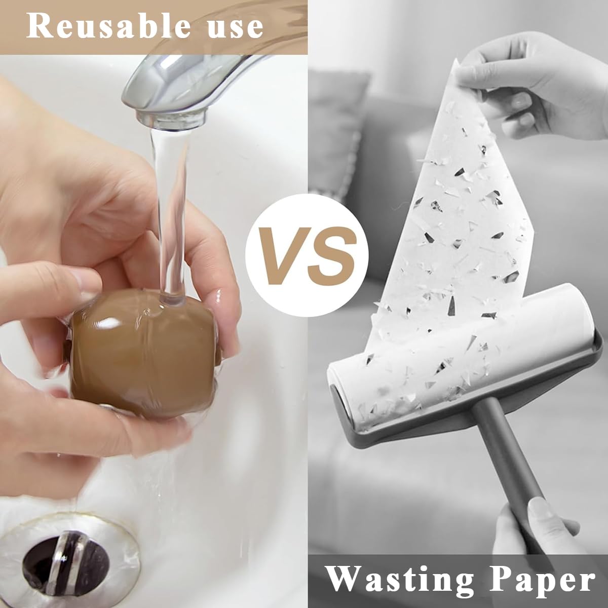 HANNEA Reusable Lint Roller, Portable Sticky Lint Roller Ball Removal Tool for Clothing, Furniture, Carpets, Beds, Sofas for Travel Household, Coffee
