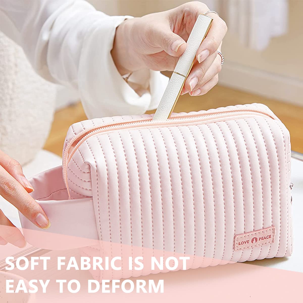 MAYCREATE Makeup Bag for Women, Cosmetic Makeup Bag Portable Travel Toiletry Storage Pouch For Women Fashion Zipper Makeup Brush Bag, Pink