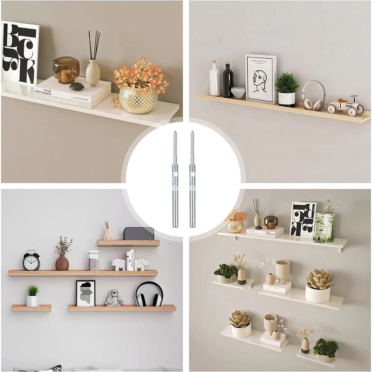 Serplex 2Pcs Concealed Floating Shelf Brackets Iron-Carbon Alloy Wall-Mounted Invisible Bracket Shelf Supporter, Bookshelf Hidden Fixed Bracket for DIY Custom Wall Floating Board Shelves