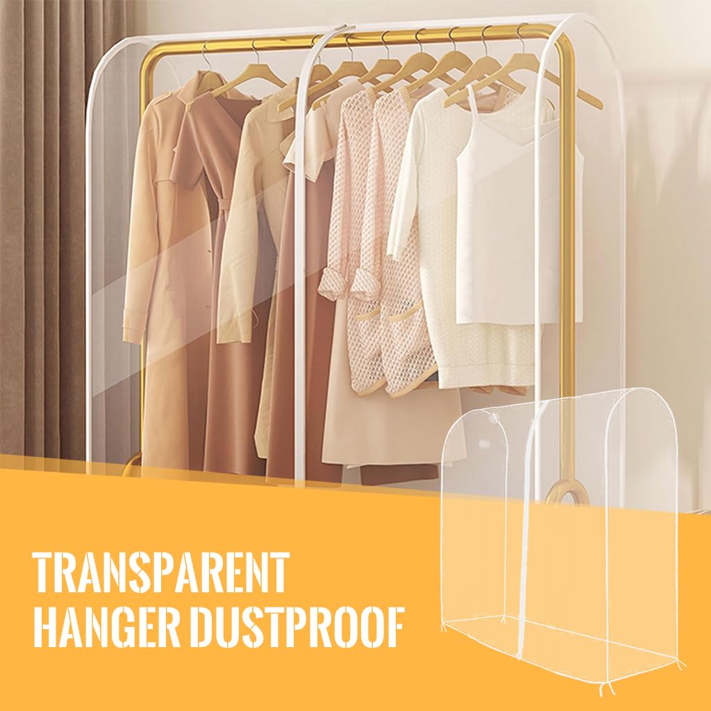 HASTHIP Clear Garment Rack Cover, Transparent PEVA Clothes Rack Cover with Zipper, Clothing Dustproof & Waterproof Protector Cover, 110x50x150cm