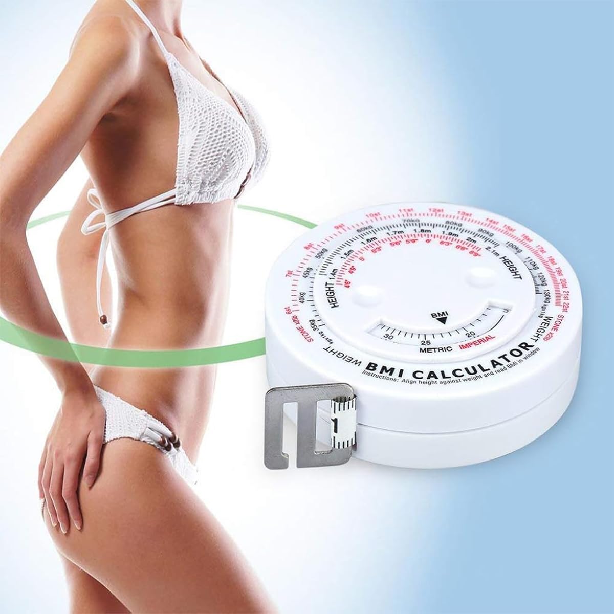 HASTHIP Body Measuring Tape, BMI Body Mass Index Retractable Tape, 50cm/59Inch Measure Calculator, Soft Tape Measure Measuring for Body Fabric Sewing Tailor Cloth Knitting Craft Measurement