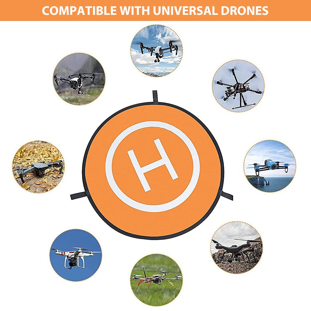 PATPAT Drone Landing Pad, 55cm/22inch Universal Waterproof Portable Foldable Landing Pads with 3 Ground Nail for RC Drones Helicopter, PVB Drones, DJI Mavic Pro Phantom 2/3/4 Pro, Antel Robotic