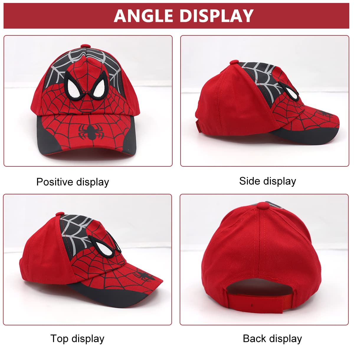 GUSTAVE Cap for Kids Spiderman Caps for Boys Girls Baseball Cap Sport Hat Cap Sun Hat for 3-4 Years Old Kids Spider Man Merchandise Hat for Kids Caps for Baby Boy Black