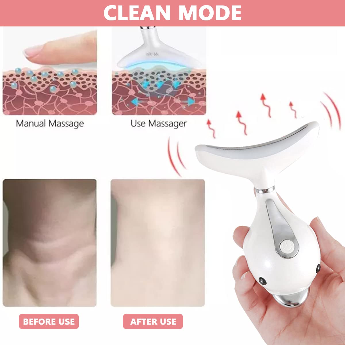 HANNEA Face Lifting Massager Anti Wrinkles Face Massager Neck Massager EMS Micro-current Neck Massager Remove Double Chin Tighten Facial Contour