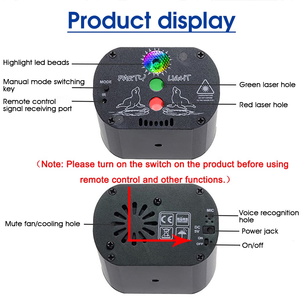 ELEPHANTBOAT LED DJ Light RGB DJ Light Party Disco Light Fancy Disco Ball Light Remote Control Atmosphere Laser Light DJ Dynamic LED Lights for Home Party USB Disco Ball Light for Dancing Party Prom