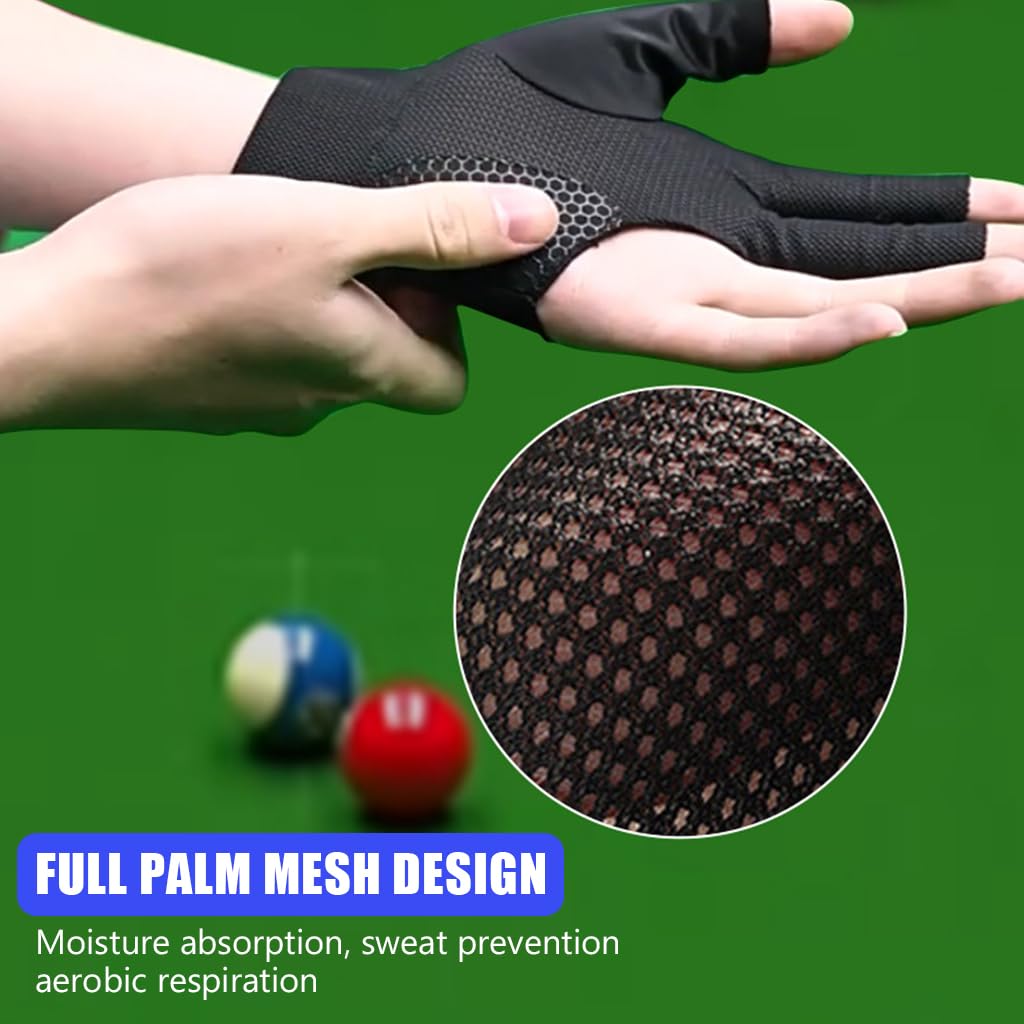 Proberos 1Pcs Snooker Pool Billiard Glove, Left Hand Billiard Glove Single Hand Professional Snooker Glove Breathable Snooker Glove Anti-slip Patch Design with Adjustable Wrist Strap