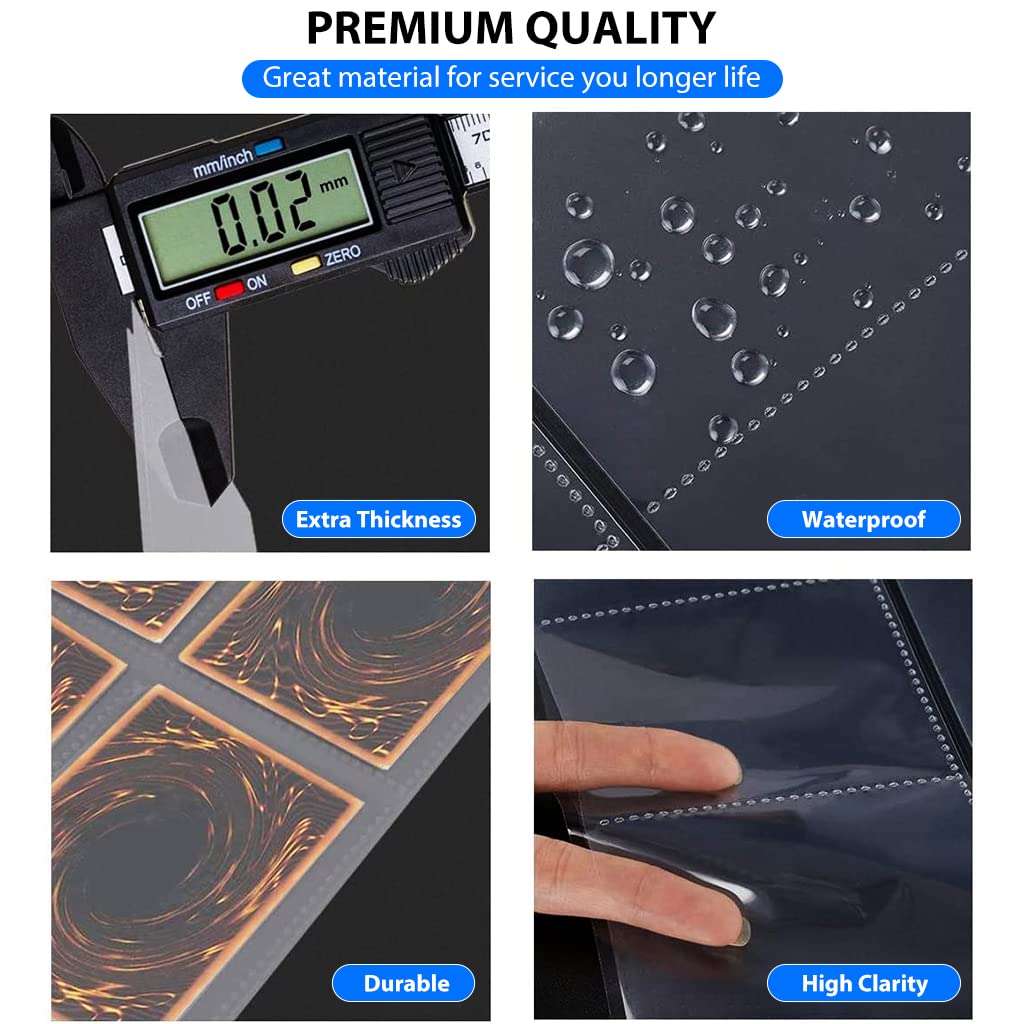 PATPAT Poke-mon Cards Sleeves, 30Pcs Double Side 4-Slots Trading Cards Sleeve Pages for Trading Card Album, Fits 3 Ring Binder, Hold 240 Cards Compatible for Amii-bo, Poke-mon, Yu-gioh MTG Game Cards