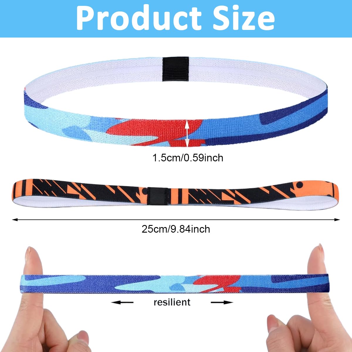 Proberos Sport Headbands Stretchy Slim Sweatbands for Men Women Non-slip Running Sweatbands Sport Headbands Yoga Headband Fashion Print Fitness Headbands for Running Gym Yoga