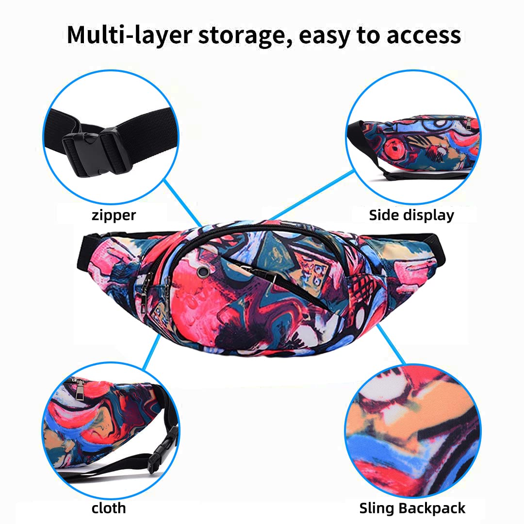 PALAY Waist Pack Bag, Chest Shoulder Fanny Pack Pouch with 4-Zipper Pockets,Adjustable Belt