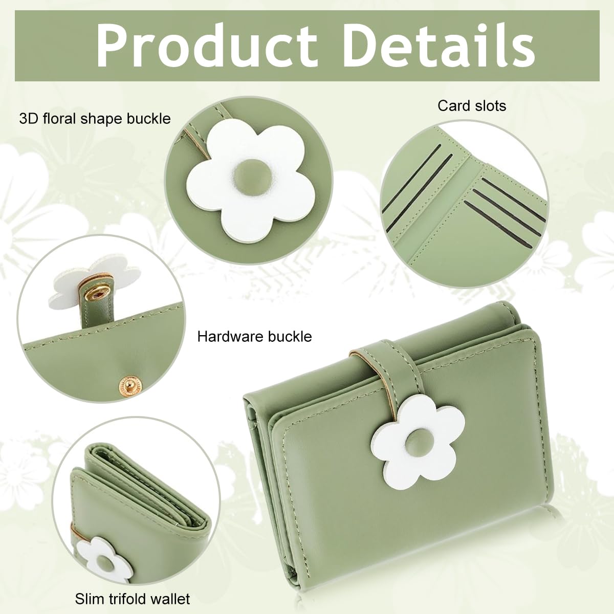 PALAY PU Leather Card Bag Purse Stylish Women Card Bag Purse Cash Wallet Portable Wallet Coin Bag Bifold Wallet for Women Gift Wallet for Women