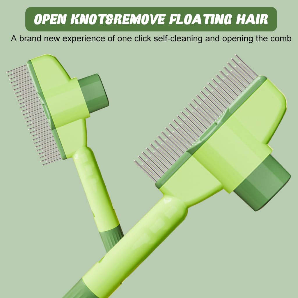 Qpets Dog Grooming Brush Steel Slicker Brush Dog Hair Brush Dog Comb Cat Hair Brush Self Cleaning Slicker Brush Remove Mat Shedding and Grooming Brush for Pet Hair Brush for Pet