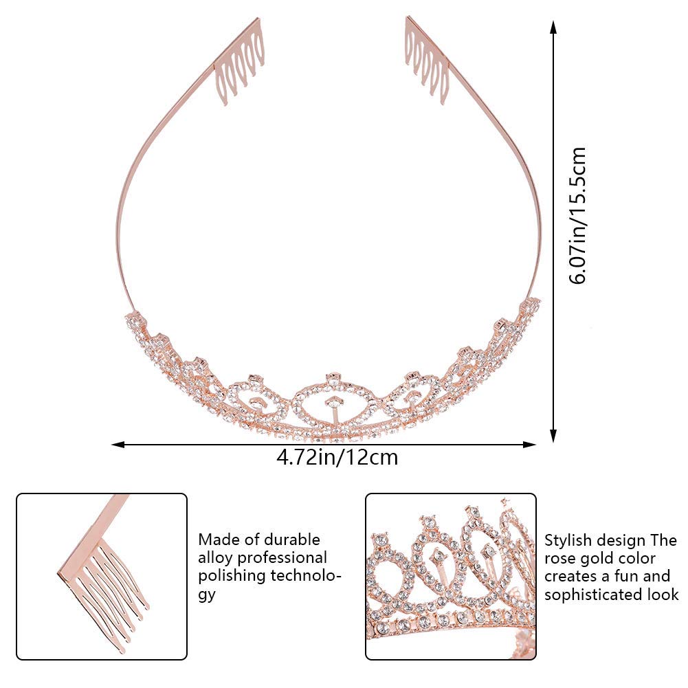 SNOWIE SOFT Birthday Headpiece Girl Tiara Headband Birthday Girl Glitter Crown Rhinestone Crystal Birthday Tiara Crown Gold Birthday Girl Satin Sash for Party Decorations Supplies