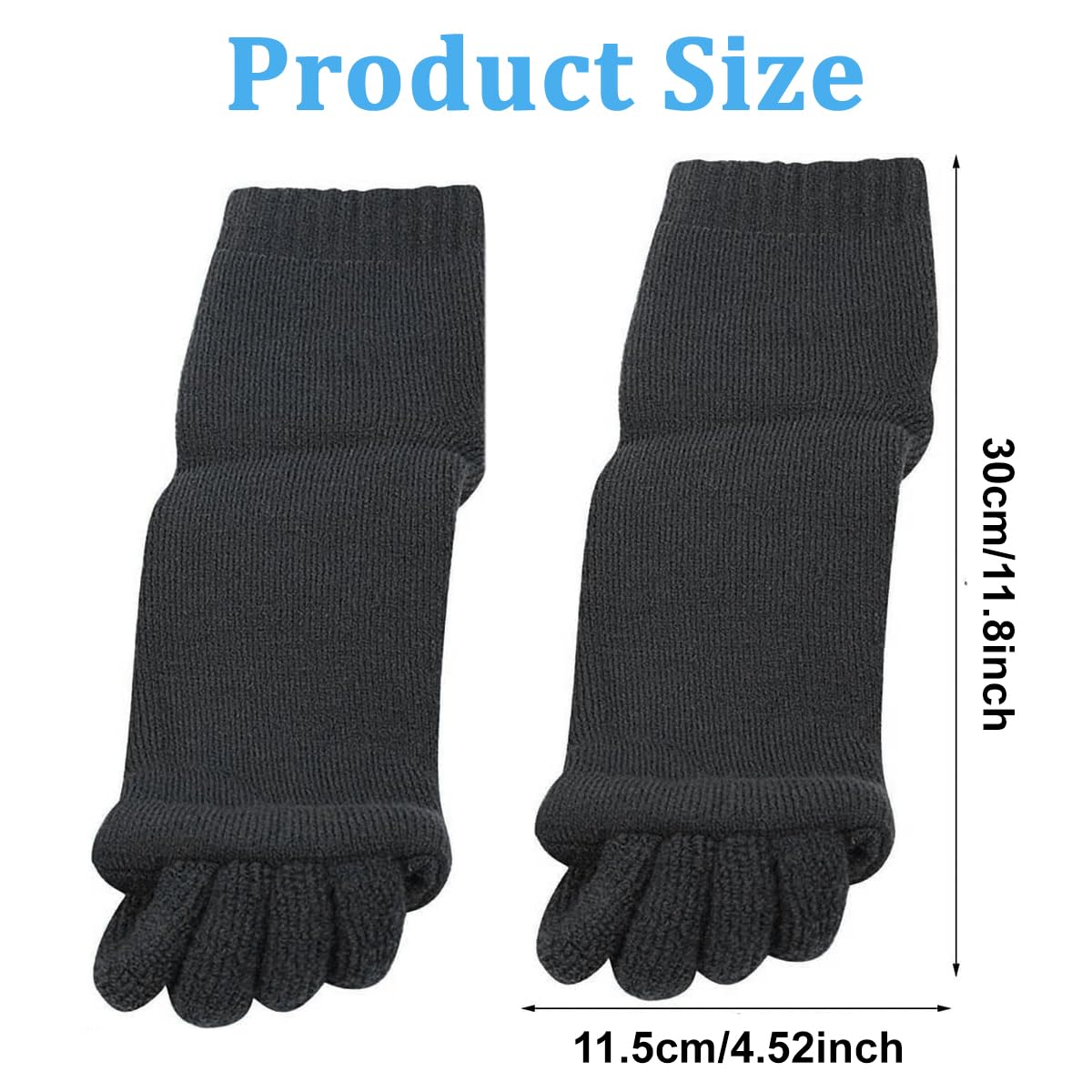 MAYCREATE 1 Pair Women Toe Separator Socks Yoga Sports GYM Foot Alignment Pain Massage Toeless Socks, Prevent Foot Cramps, Black