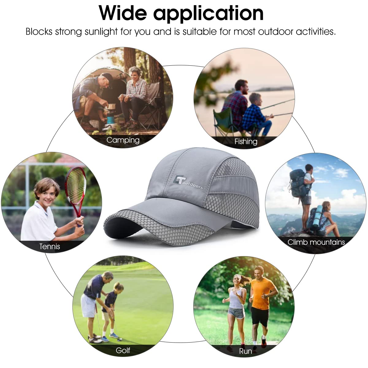 GUSTAVE Sports Caps for Men Summer Baseball Caps for Men Cap for Men Stylish Branded Stylish Cap for Shopping Fishing Outside Adjustable Buckle Closure(Grey)