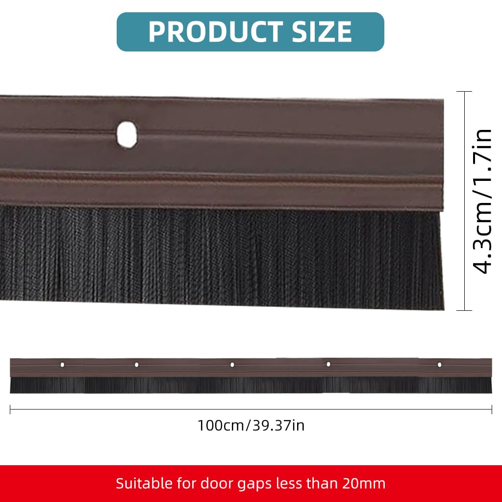 HASTHIP Door Sweep Sealing Strip for Home, 3.3ft Aluminum Alloy Door Sweep Strip for Home Door Gaps, Dust Stopper Door Seal Sweep for Exterior Home Cockroach Insect Draft Stopper