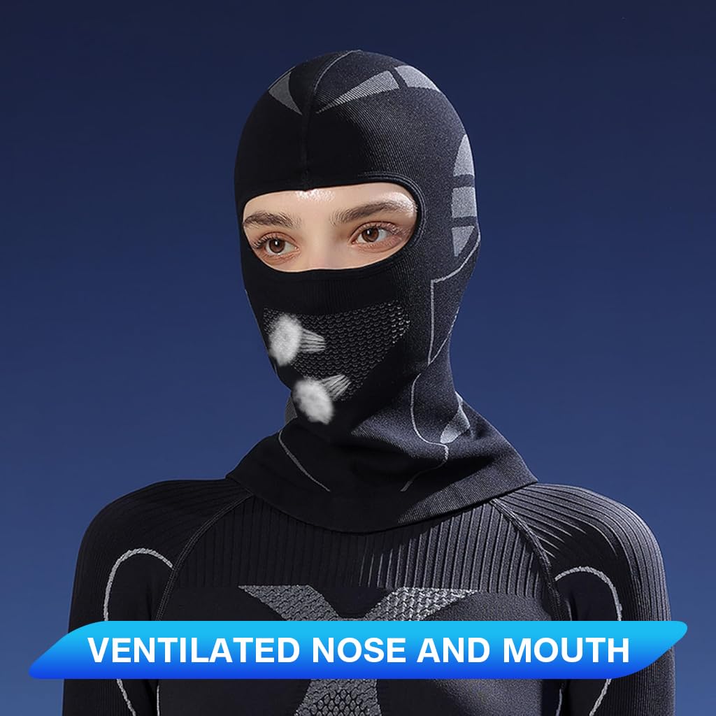 Proberos Winter Riding Face Mask Thermal Breathable Balaclava Face Mask Neck Gaiter Stretchy Nylon Face Mask Fashion Unisex Outdoor Sport Face Mask for Skiing, Motorcycle Riding Running