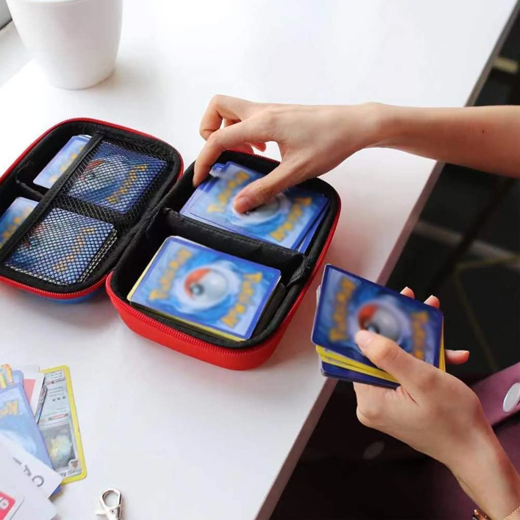 PATPAT Poke-mon Binder, Poke-mon Cards Album for 200 Poke-mon Cards Cartoon Prints Zipper Bag Trading Card Binder Trading Cards Holder Organizer Bag Game Cards Case Xmas Gifts for Kids Boys Girls Red