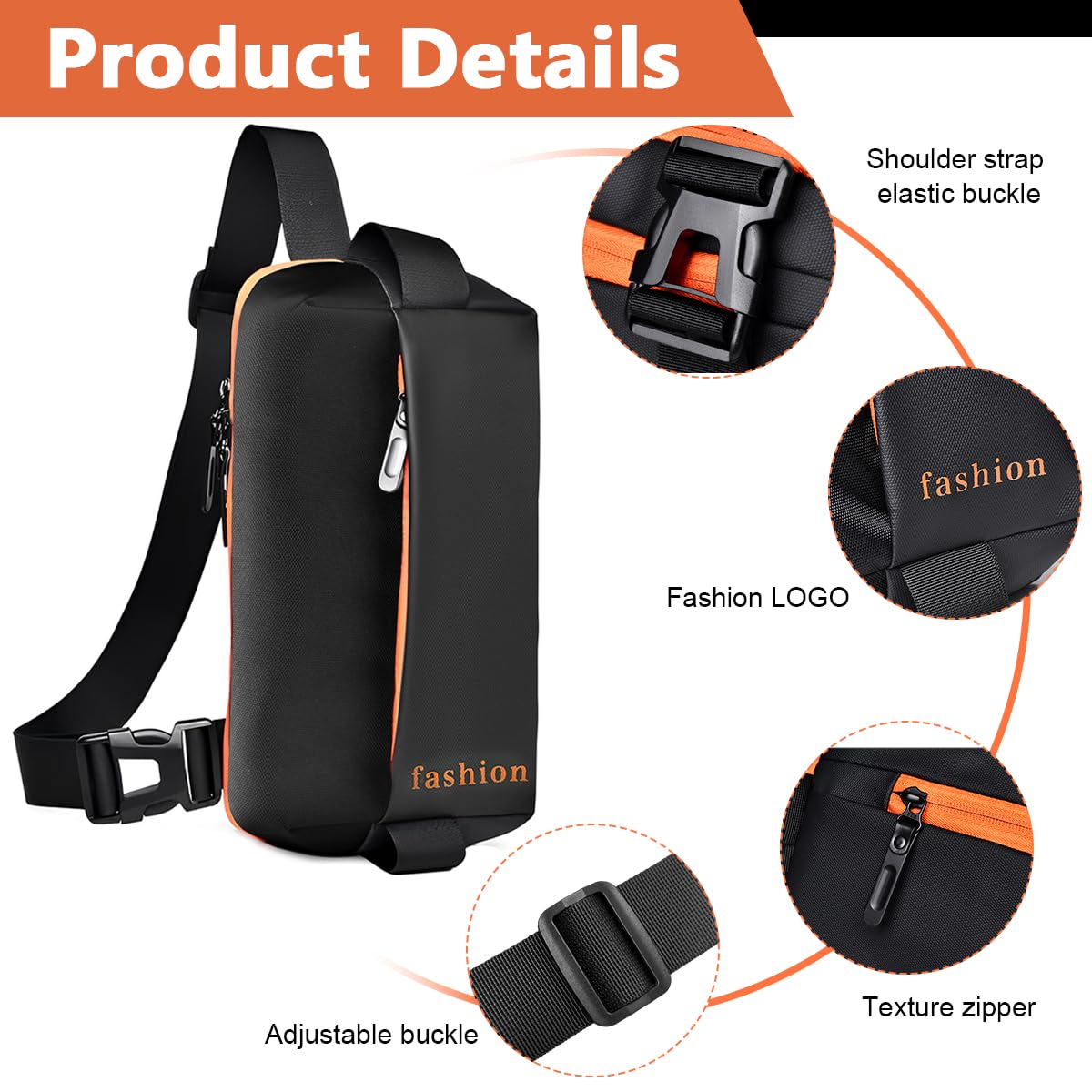 GUSTAVE Waist Bag for Men Women with Adjustable Strap, Sling Bag Cross Body Bag Large Waterproof Oxford Cloth Chest Bag Fanny Pack for Hiking Travel Camping Running Sports Outdoors