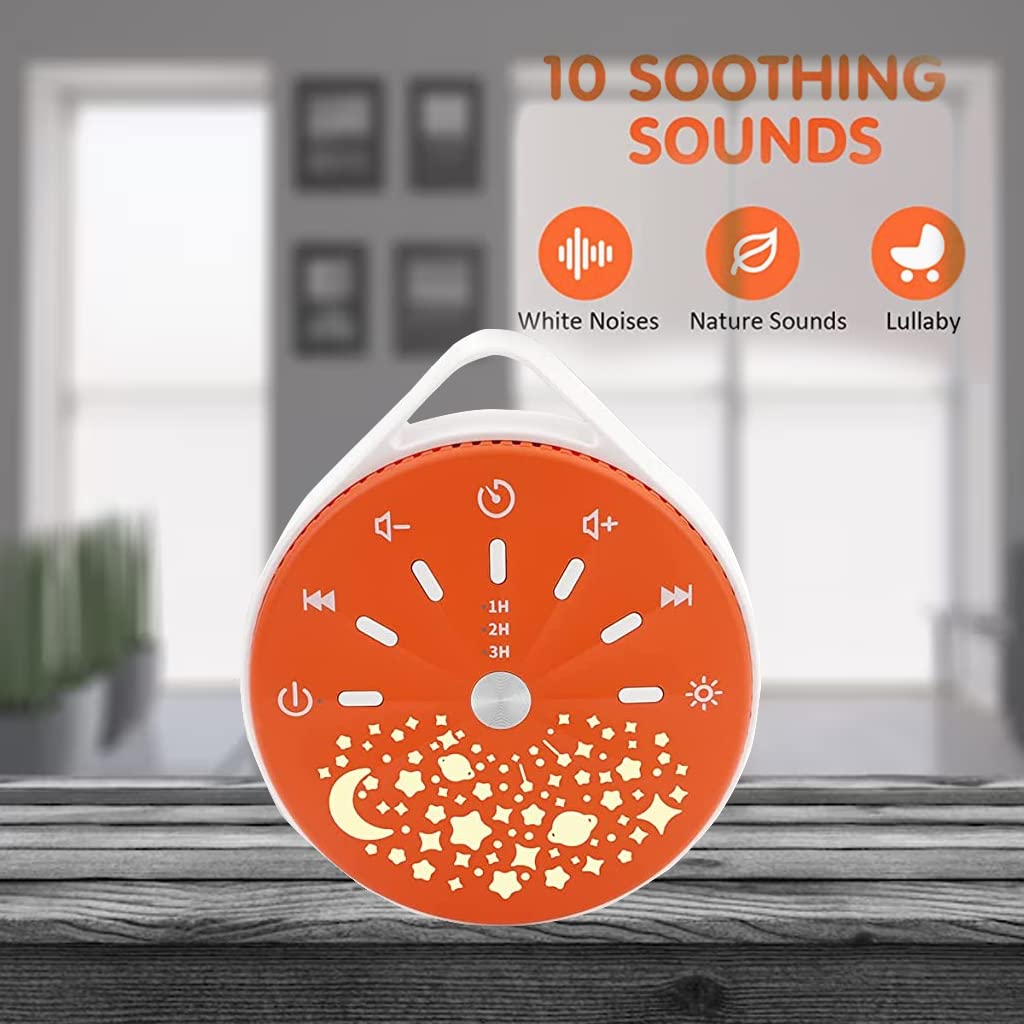 HANNEA White Noise Machine for Baby, LED Soothing White Noise Player with Gentle 7-Color Star Light, Preset 10 Soothing Musics, Auto Off, Adjustable Volume, Travel White Noise Machine Player