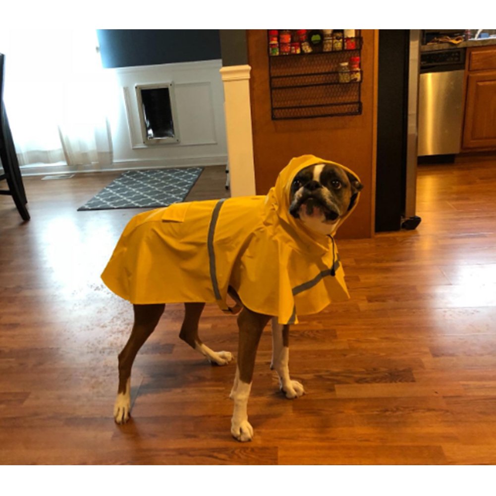 Qpets Dog Raincoat Hooded Slicker Poncho for Medium Large Dogs Golden Retriever Labradoodle Dog Raincoat Rain Jacket Poncho Hoodies with Strip Reflective(M)