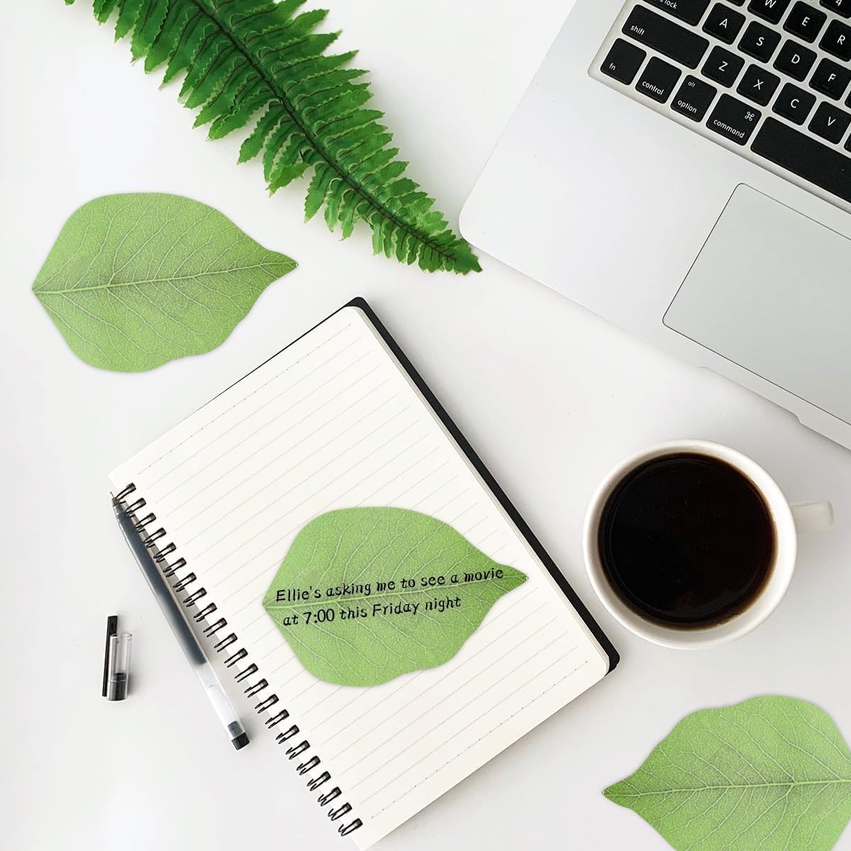 HASTHIP 200 Sheets Sticky Notes Creative Green Leaves Sticky Notes Reminders Sticky Notes Decorative Sticky Notes Aesthetic Leaves Sticky Notes DIY Scrapbooking Stick Notes School Office Supplies
